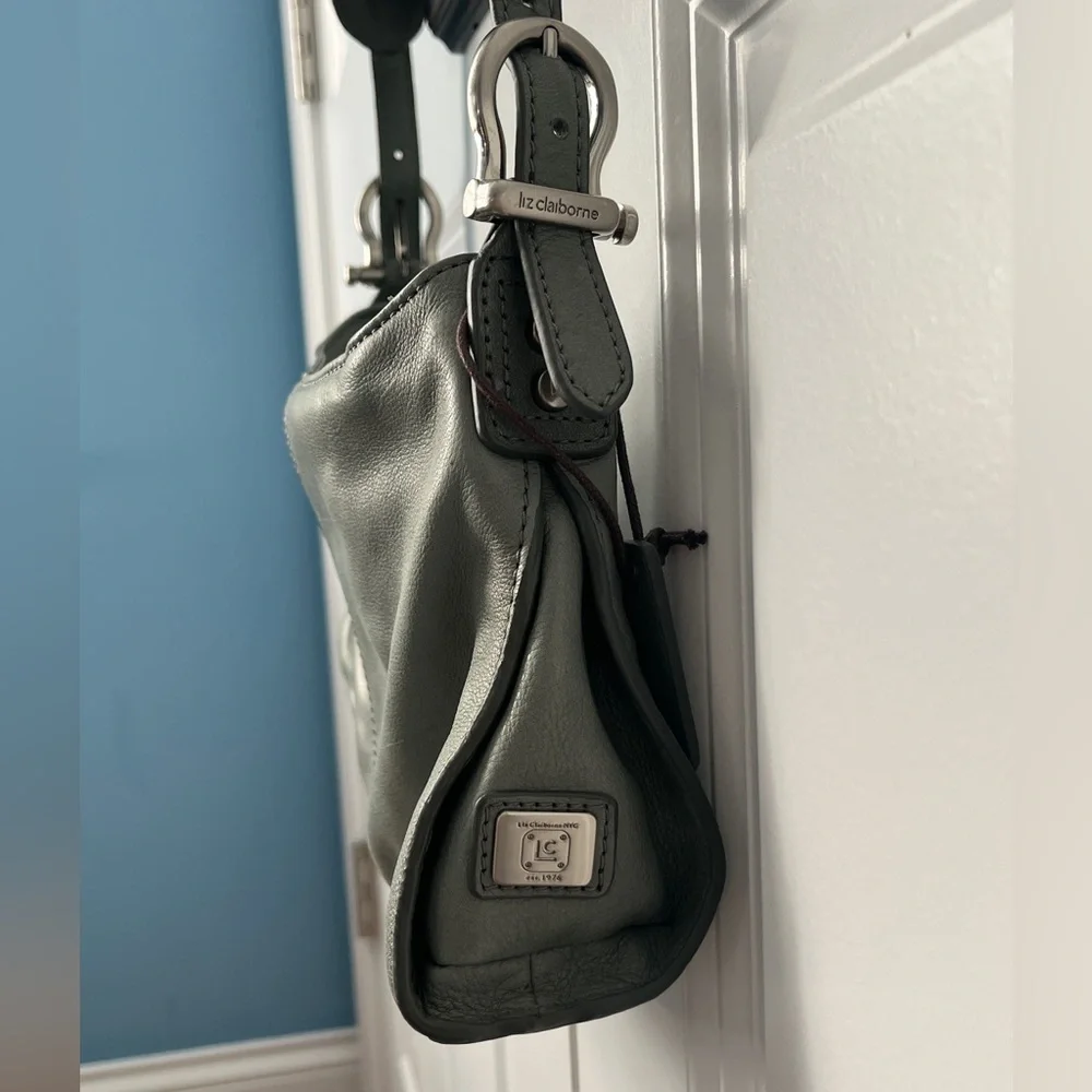 Liz Claiborne Olive Green Leather Shoulder Bag